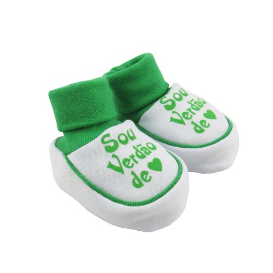Pantufa-Bebe-Unissex-Suedine--Sou-Verdao-de-Coracao-Branco-e-Verde