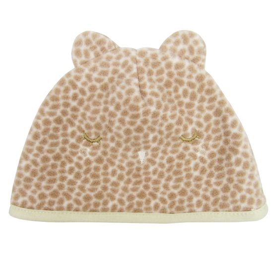 Touca-Bebe-Feminina-em-Plush-Oncinha-Bege-E-6084aa Touca-Bebe-Feminina-em-Plush-Oncinha-Bege-E-6084aa