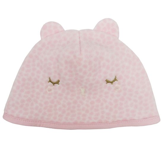 Touca-Bebe-Feminina-em-Plush-Oncinha-Rosa-E-6084bd Touca-Bebe-Feminina-em-Plush-Oncinha-Rosa-E-6084bd