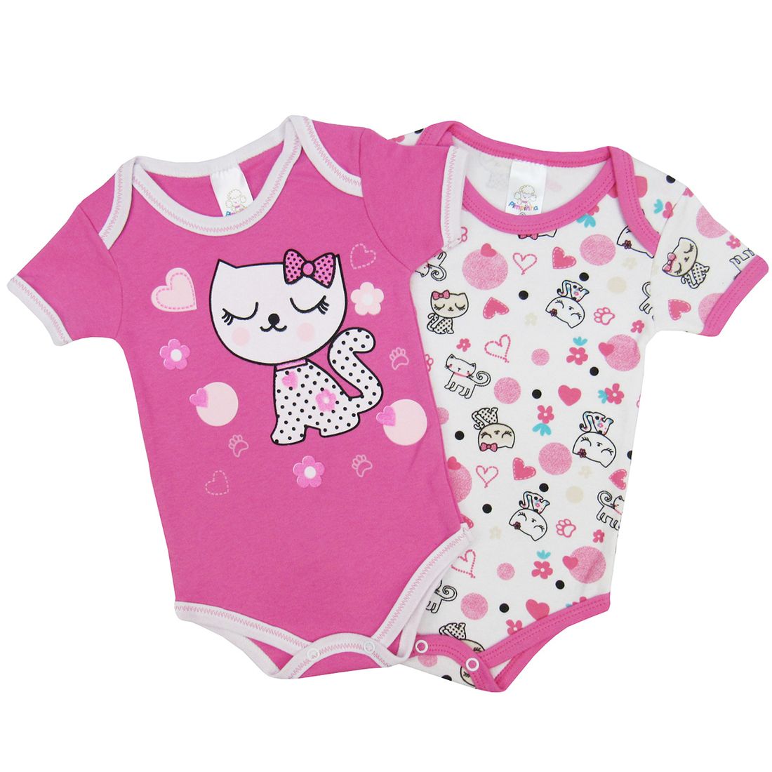 Body Bebe Feminino Manga Curta Kit Com 2 Unidades Poetique