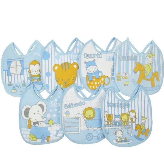 Kit-Babador-Semaninha-Masculino-Azul-Claro-Estampado-Bichinhos Kit-Babador-Semaninha-Masculino-Azul-Claro-Estampado-Bichinhos