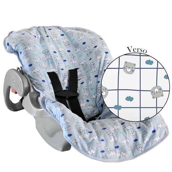 Capa-para-Bebe-Conforto-Dupla-Face-Masculina-Estampada-Ursinho-Nuvem Capa-para-Bebe-Conforto-Dupla-Face-Masculina-Estampada-Ursinho-Nuvem